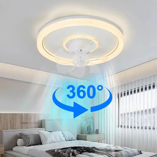 LED Modern Ceiling Fan Light, 360 ° Rotation Function, with Light, Remote Unlimited Adjustment, Bedroom Decorative Lighting