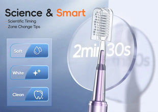 Electric Toothbrush Mental Thin Brush Body Specially for Women Pure Wisdom Beauty Soft DuPont Bristle, 4 brush heads Waterproof