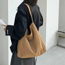 2026 Women's Frosted Leather Tote Bag Large Capacity Soft Suede Bucket Handbag Lady Minimalist Underarm Hobo Shoulder Bag