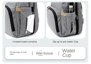 Large Capacity Mommy Diaper Backpack with Changing Mat Foldable Baby Bed Nursing Bag for Milk Bottle Storage