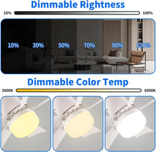 LED Ceiling Fan With Light E27 Socket Remote Control Dimmable 30W Modern Smart Wireless Fans Lighting For Bedroom Garage Kitchen
