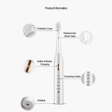 Electric Toothbrush 5-gear Mode USB Charging 4 colors IPX7 Waterproof Ultrasonic Rechargeable Soft Hair Toothbrush Adult Classic