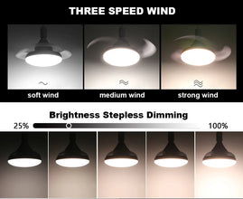 LED 30W Ceiling Fan Light E27 With Remote Control E27 85-265V 3 Colors For Indoor Home Living Room Bedroom Fan Lighting