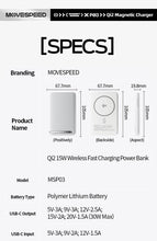 MOVESPEED P03 Qi2 Magnetic Power Bank 10000mAh 15W Wireless Portable Charger with Stand Powerbank for Magsafe for iPhone 16 15