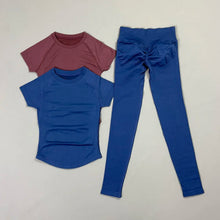 2Pcs HISTELLO Sportswear Sports Gym Set Short Sleeve Seamless Women Fitness Sets Workout Butt Lifting Sports Leggings Suit