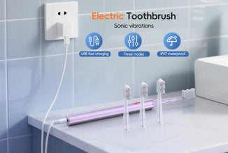 Electric Toothbrush Mental Thin Brush Body Specially for Women Pure Wisdom Beauty Soft DuPont Bristle, 4 brush heads Waterproof