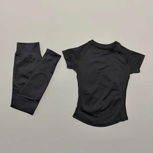 2Pcs HISTELLO Sportswear Sports Gym Set Short Sleeve Seamless Women Fitness Sets Workout Butt Lifting Sports Leggings Suit