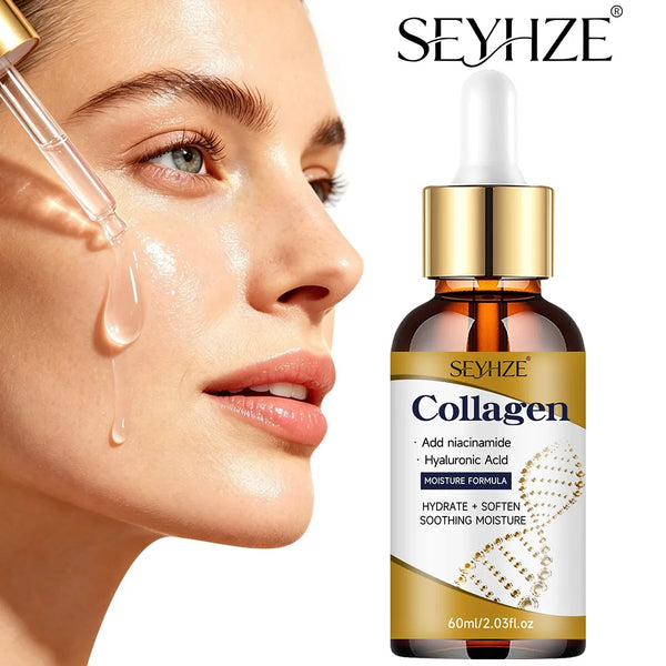 SEYHZE Collagen Essence Serum – A skincare product formulated with collagen, ceramides, aloe vera, and centella asiatica. Design