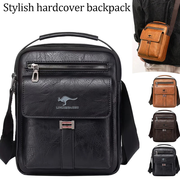 Daily Wear Minimalist Leather Shoulder Bag Metal Buckle Closure, Simple Vertical Crossbody for Men Casual Street Matching