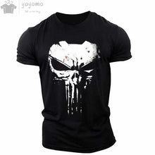Men's T-shirt 3d printed military patriotic skull O-neck T-shirt, oversized T-shirt, short-sleeved T-shirt, men's sportswear top