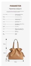 2025 High-End Women's Bucket Bag Lady Unique Drawstring Pleated Shoulder Bag Soft Split Cowhide Leather Cloud Tote Handbag New