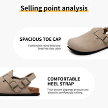 Women's Suede Clogs - Adjustable Slingback Clog Sandal with Buckle, Memory Foam, Wide Widths