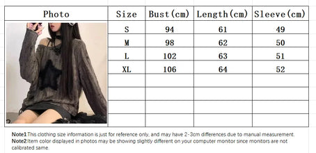 Y2K Hole Star Print T-Shirt Women Fashion Streetwear Off Shoulder Tops Summer Oversized Kpop Long Sleeve Loose Tees Ladies New