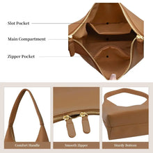 New Double Zipper Leather Hobo Bag Small Size Slouchy Design Shoulder Purses Minimalist Slouchy Tote Handbag Women's Fashion