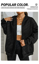 Oversize Women Hoodies Casual Solid Zip Up Hooded Sweatshirt Harajuku Korean Loose Couple Hoodie Jacket Coat Streetwear