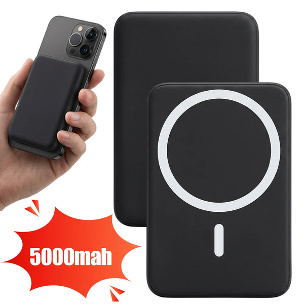5000mAh Magnetic Wireless Power Bank, Compact Portable Fast Charging External Battery, Mini Phone Charger for iPhone 12 13 14 15 Pro Pro Max