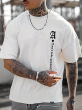 Men's 100% Pure Cotton Summer Loose Oversized Casual Paris Letter Printed Sports Round Neck Short Sleeved T-Shirt Top