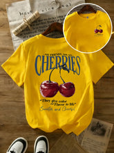 Summer Sweeter Cherries Prints T-Shirts Womens Cotton Oversized T Shirts Basic O-Neck Short Sleeve Tops Casual Woman Clothes