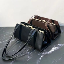 Women Long Saddlebag Leather Clutch Bag Horizontal Square  Handbag Magnetic Suction Clip Wallet Minimalist Shoulder Underarm Bag