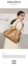 2025 High-End Women's Bucket Bag Lady Unique Drawstring Pleated Shoulder Bag Soft Split Cowhide Leather Cloud Tote Handbag New