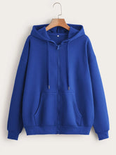 Oversize Women Hoodies Casual Solid Zip Up Hooded Sweatshirt Harajuku Korean Loose Couple Hoodie Jacket Coat Streetwear
