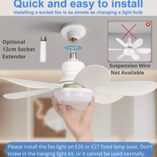 LED Ceiling Fan Light E27 with Remote Control 3 Colors for Dimmable Suitable for Living Room Bedroom Kitchen Study Household Use