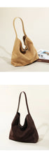 2026 Women's Frosted Leather Tote Bag Large Capacity Soft Suede Bucket Handbag Lady Minimalist Underarm Hobo Shoulder Bag