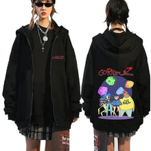 Rock Band Gorillaz Demon Days Eyes Graphic Zipper Hoodie Men Hip Hop Fashion Oversized Zip Up Jacket Unisex Zip Up Sweatshirt