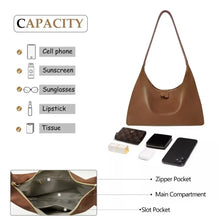 New Double Zipper Leather Hobo Bag Small Size Slouchy Design Shoulder Purses Minimalist Slouchy Tote Handbag Women's Fashion