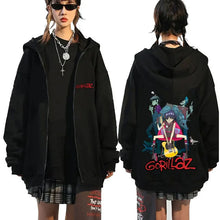 Rock Band Gorillaz Demon Days Eyes Graphic Zipper Hoodie Men Hip Hop Fashion Oversized Zip Up Jacket Unisex Zip Up Sweatshirt