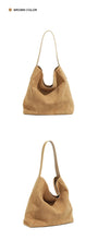 2026 Women's Frosted Leather Tote Bag Large Capacity Soft Suede Bucket Handbag Lady Minimalist Underarm Hobo Shoulder Bag