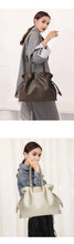 2025 High-End Women's Bucket Bag Lady Unique Drawstring Pleated Shoulder Bag Soft Split Cowhide Leather Cloud Tote Handbag New