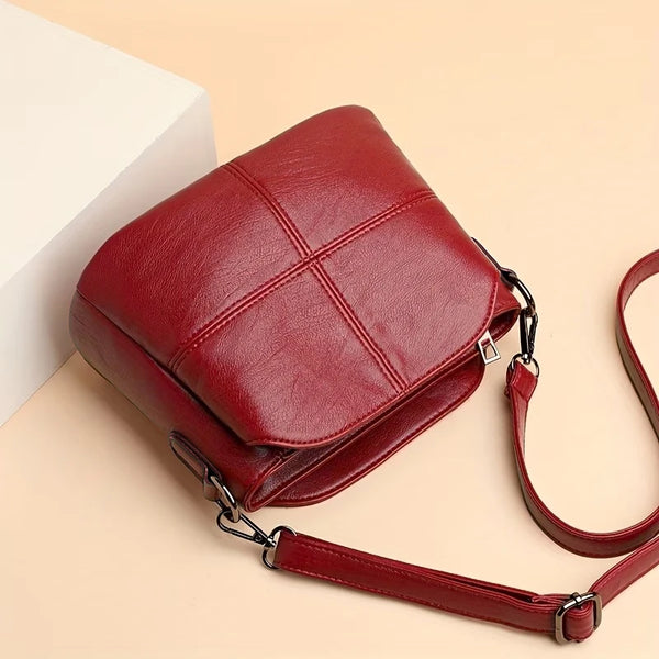 Daily Minimalist Small Square Leather Shoulder Bag Smooth Metal Buckles, Casual Crossbody Bag for Women Street Matching
