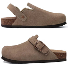 2026 Women Suede Clogs With Adjustable Buckle Cork Leather Mules Comfortable Slip on Women Slippers Outdoor Cork Clogs