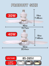 LED Ceiling Fan with Light and Remote Control 30W 40W Dimmable E27 Socket Ceiling Fan for Bedroom Living Room 6 Blades 3 Speed