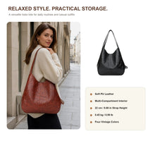 Women Soft PU Leather Tote Bag Vintage Shoulder Handbag Minimalist Top Handle Casual Everyday Purse