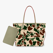 Customized Minimalist Madam Shoulder Tote Bag Green Camo Handbags and Purse Madam 2pcs Cloud Camo PU Leather Purse and Wallet