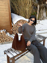 2026 Women's Frosted Leather Tote Bag Large Capacity Soft Suede Bucket Handbag Lady Minimalist Underarm Hobo Shoulder Bag