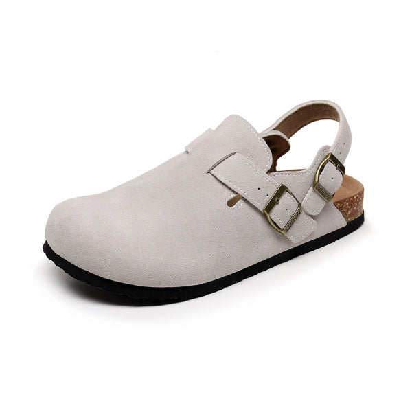 Women's Suede Clogs - Adjustable Slingback Clog Sandal with Buckle, Memory Foam, Wide Widths