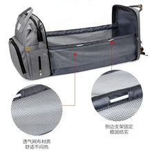 Large Capacity Mommy Diaper Backpack with Changing Mat Foldable Baby Bed Nursing Bag for Milk Bottle Storage