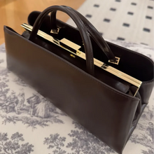Women Long Saddlebag Leather Clutch Bag Horizontal Square  Handbag Magnetic Suction Clip Wallet Minimalist Shoulder Underarm Bag