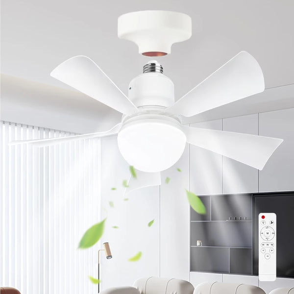 LED Ceiling Fan Light E27 with Remote Control 3 Colors for Dimmable Suitable for Living Room Bedroom Kitchen Study Household Use