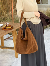 2026 Women's Frosted Leather Tote Bag Large Capacity Soft Suede Bucket Handbag Lady Minimalist Underarm Hobo Shoulder Bag