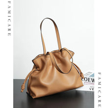 2025 High-End Women's Bucket Bag Lady Unique Drawstring Pleated Shoulder Bag Soft Split Cowhide Leather Cloud Tote Handbag New