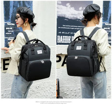 Large Capacity Mommy Diaper Backpack with Changing Mat Foldable Baby Bed Nursing Bag for Milk Bottle Storage
