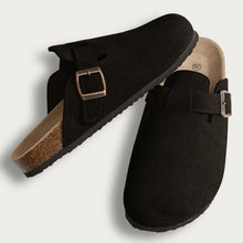 2026 Women Suede Clogs With Adjustable Buckle Cork Leather Mules Comfortable Slip on Women Slippers Outdoor Cork Clogs