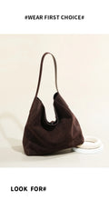 2026 Women's Frosted Leather Tote Bag Large Capacity Soft Suede Bucket Handbag Lady Minimalist Underarm Hobo Shoulder Bag