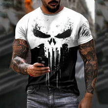 Men's T-shirt 3d printed military patriotic skull O-neck T-shirt, oversized T-shirt, short-sleeved T-shirt, men's sportswear top