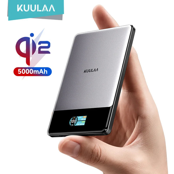 KUULAA Qi2 Magnetic Power Bank 5000mah 15W Wireless Charging 22.5W Wired Charge Qi2-Certified for iPhone 17 16 15 14 13 Pro Max