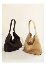2026 Women's Frosted Leather Tote Bag Large Capacity Soft Suede Bucket Handbag Lady Minimalist Underarm Hobo Shoulder Bag